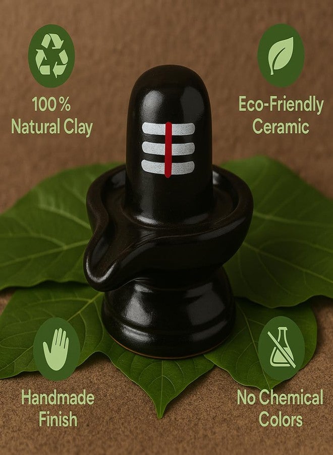 JETHIYA Handmade Black Ceramic Shivling Idol | Abhishekam-Friendly Shiva Linga for Puja, Mandir & Home Temple | Eco-Friendly Spiritual Decor Showpiece for Office & Gifting - Image 4