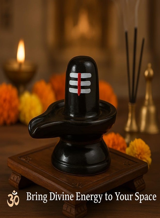JETHIYA Handmade Black Ceramic Shivling Idol | Abhishekam-Friendly Shiva Linga for Puja, Mandir & Home Temple | Eco-Friendly Spiritual Decor Showpiece for Office & Gifting - Image 2
