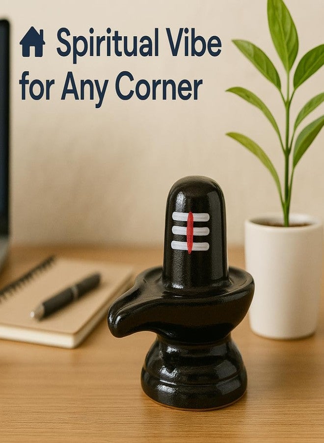 JETHIYA Handmade Black Ceramic Shivling Idol | Abhishekam-Friendly Shiva Linga for Puja, Mandir & Home Temple | Eco-Friendly Spiritual Decor Showpiece for Office & Gifting - Image 3