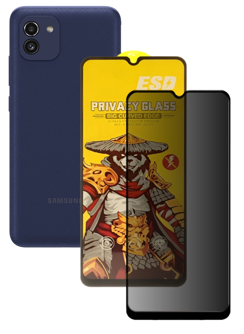 ESD Tempered Dustproof Privacy Glass Screen Protector Compatible For Samsung Galaxy A03 - Image 1