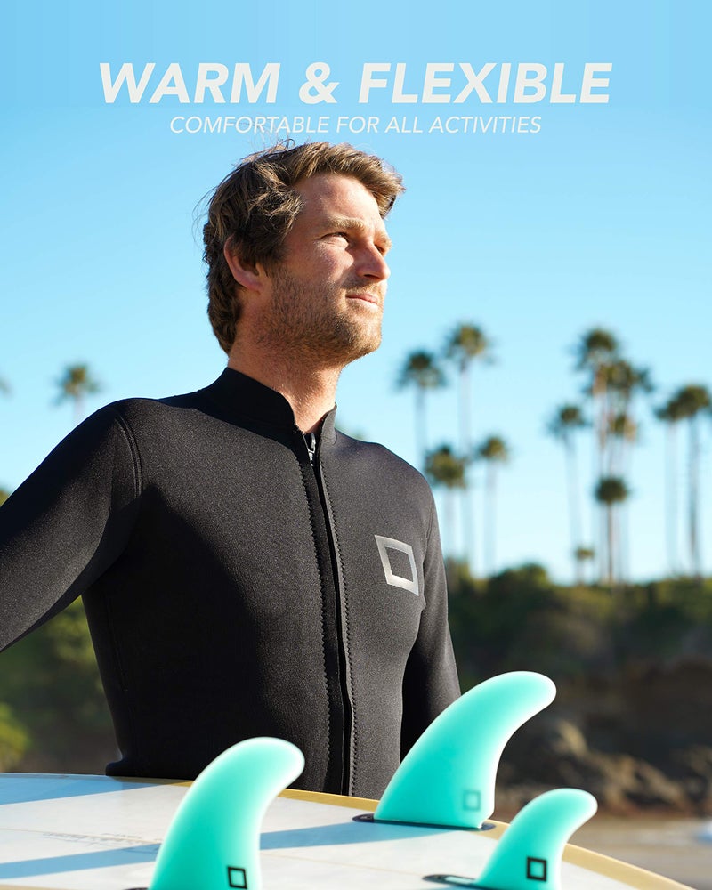 Surf Squared Men's Wetsuit Top Jacket 2mm or 3mm - Neoprene Long Sleeve for Warmth & Comfort, Extended Back Flap - Ideal for Surfing, Snorkeling & Watersports - Large - 3MM - Image 3