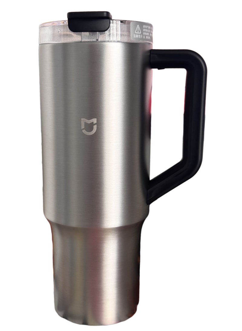 Xiaomi Straw Mug Cup,316L Stainless Steel Thermos Cup with Handle 1L Large Capacity for Sports Car Travel-Grey - Image 3