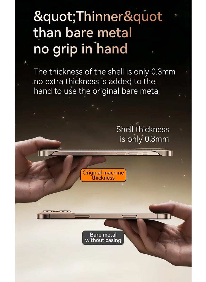 دبليو تيك غطاء هاتف Apple iPhone 16 Pro Max 5G 2024 من الجلد الفاخر المعدني الرقيق ، غطاء مضاد للسقوط بدون إطار غطاء حافظة واقي للهاتف - بني فاتح - Image 5