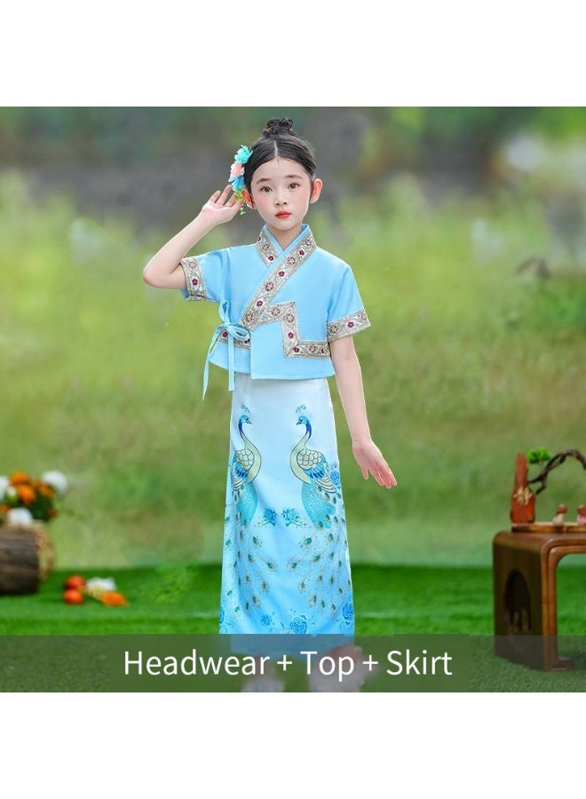 general Chinese Girls Top Skirt Dress Clothing headwear Outfit 3 pcs SET - Image 1