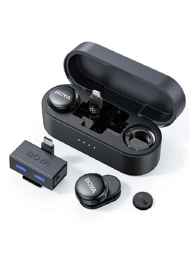BOYA BOYALINK 3-01 Button-Sized 2.4Ghz Wireless Microphone System with Case for USB-C, Lightning & 3.5mm Devices  - Image 1