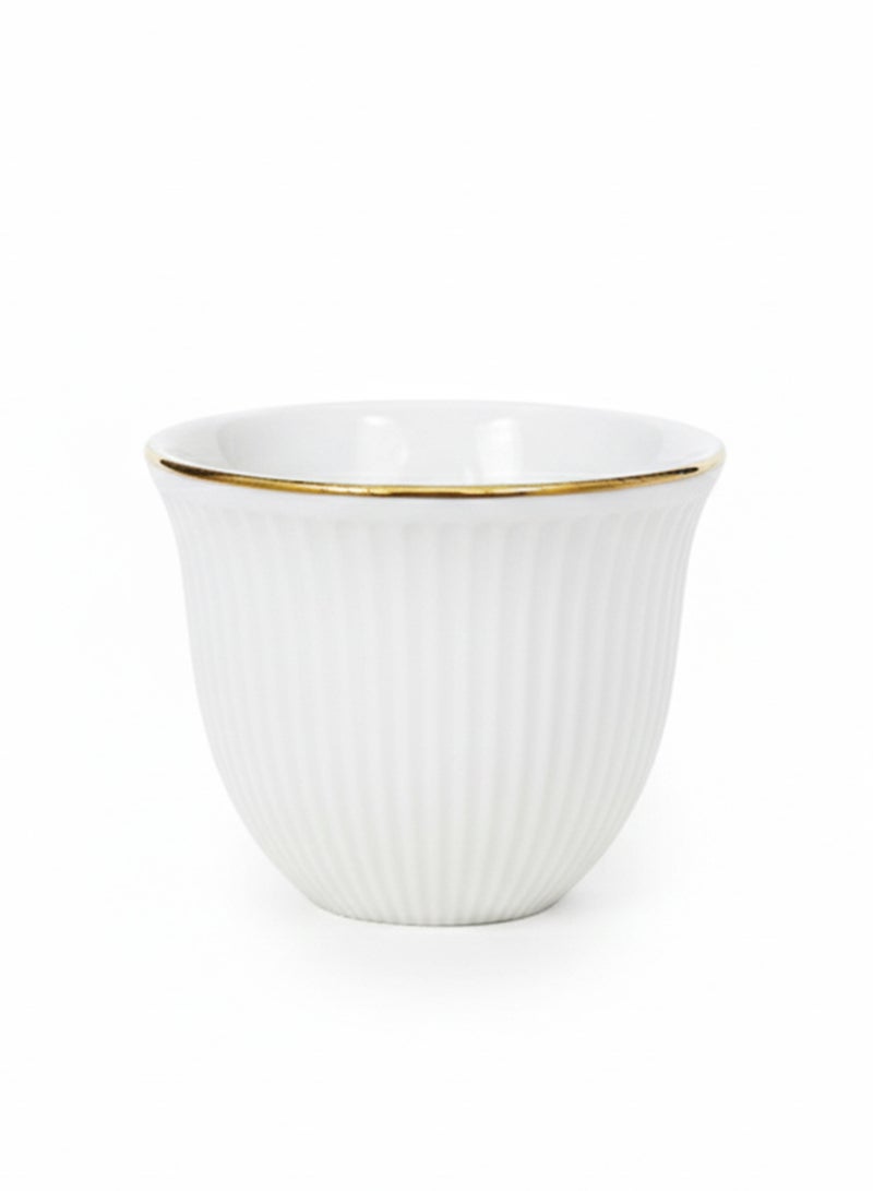 Shallow CAWA White Porcelain & Bone ChinaCoffee Cups with Gold Rim – 12 PCS, 90ml Arabic Gahwa & Espresso Cups | Elegant White Tea Cups for Ramadan, Eid, Diwali, Brunch - Image 2