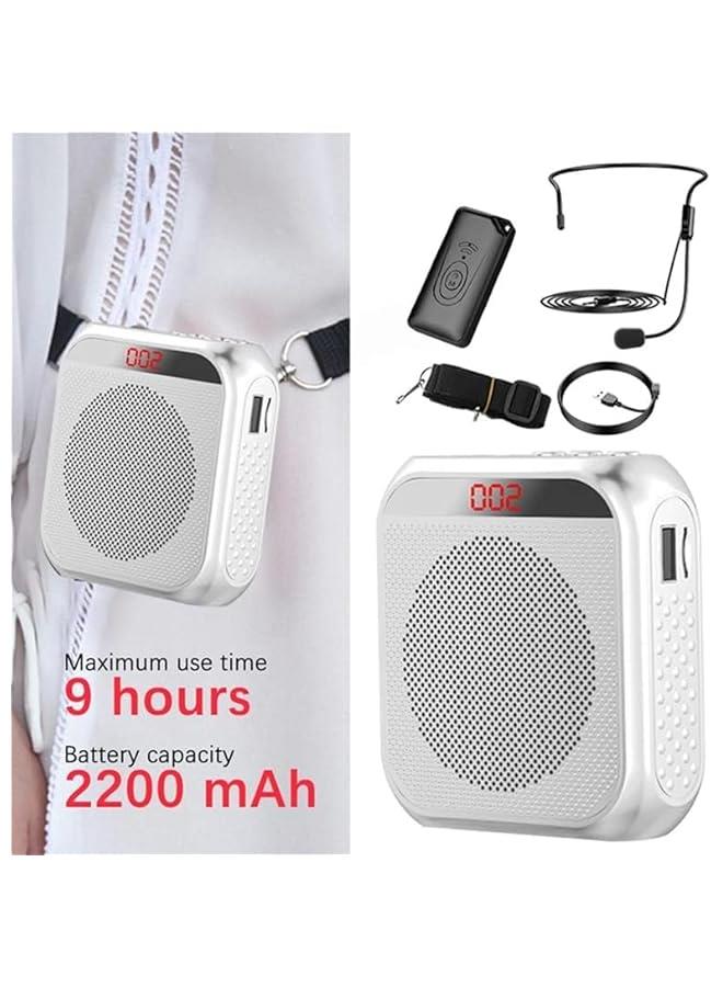 TRASSLE Portable Voice Amplifier with Wired Microphone Headset Rechargeable PA System Speaker Personal Microphone Speech Amplifier Power Amplifiers Loudspeaker for Teachers/Metting (White) - Image 5
