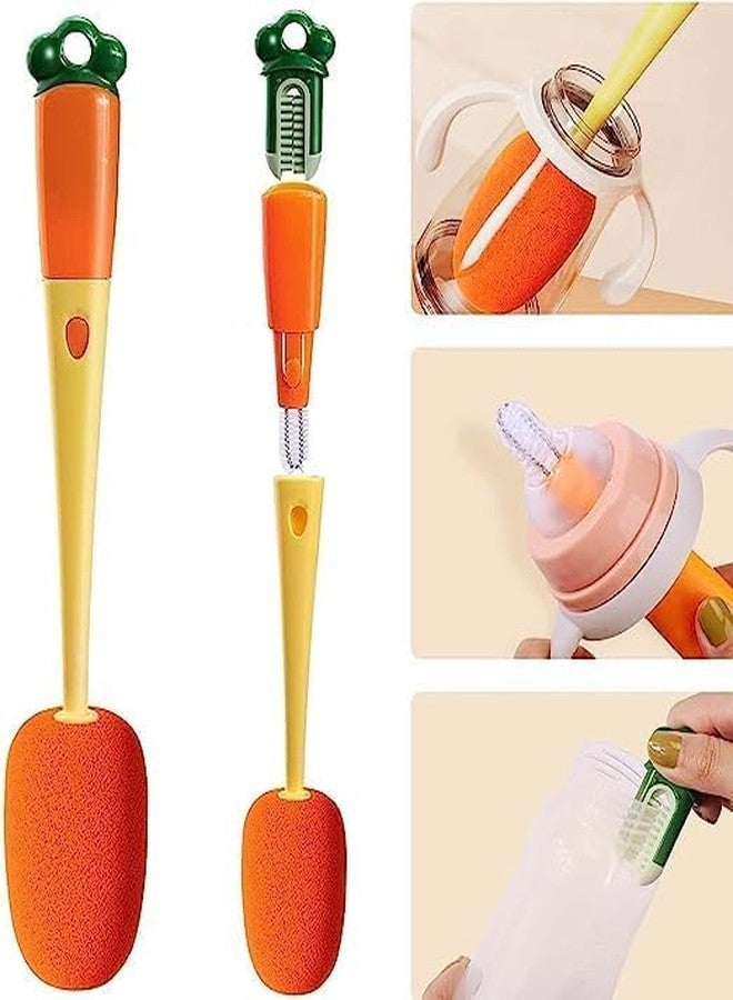 ROMILAS 3 in 1 Multi Bottle Cleaning Brush, Sponge Baby Bottle Brush, Cup Lid Gap Bottle Cleaner Brush, Multifunctional Cup with Long Handle for Water, Tumblers, (1) - Image 1