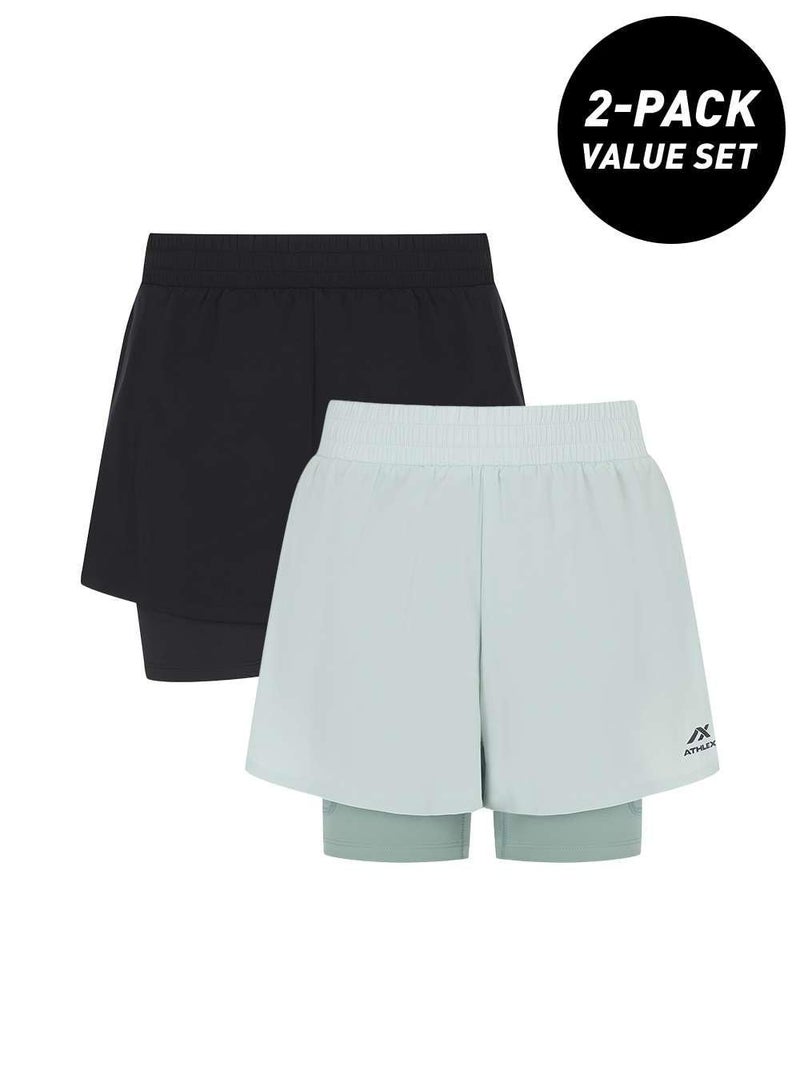 Athlex Women's 2-Pack 2-in-1 Running Shorts – Pulse+ Lightweight & Breathable Athletic Shorts with Moisture-Wicking Fabric - Image 2