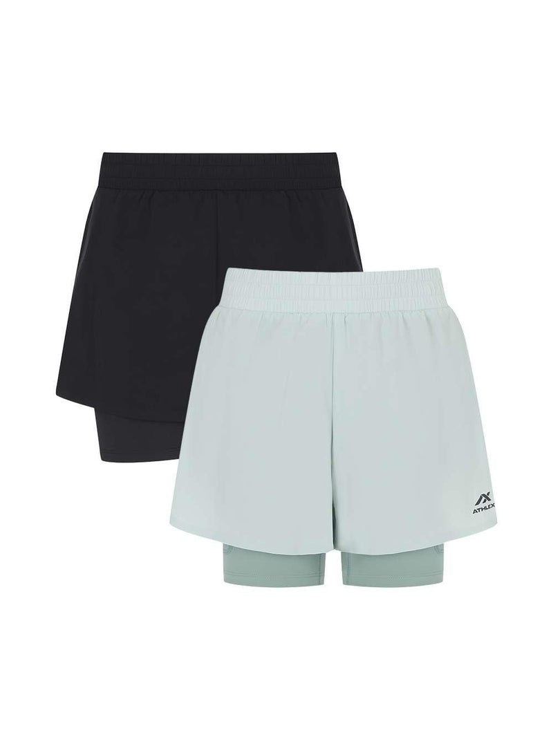Athlex Women's 2-Pack 2-in-1 Running Shorts – Pulse+ Lightweight & Breathable Athletic Shorts with Moisture-Wicking Fabric - Image 1