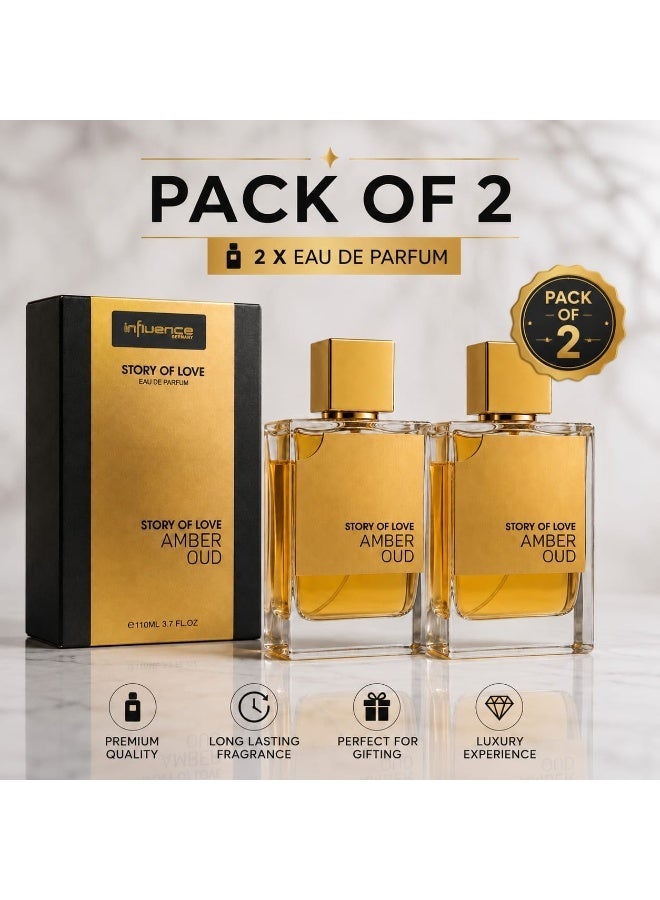 Influence Germany Story Of Love Amber Oud Eau De Parfum 110ml Pack of 2 - Image 1