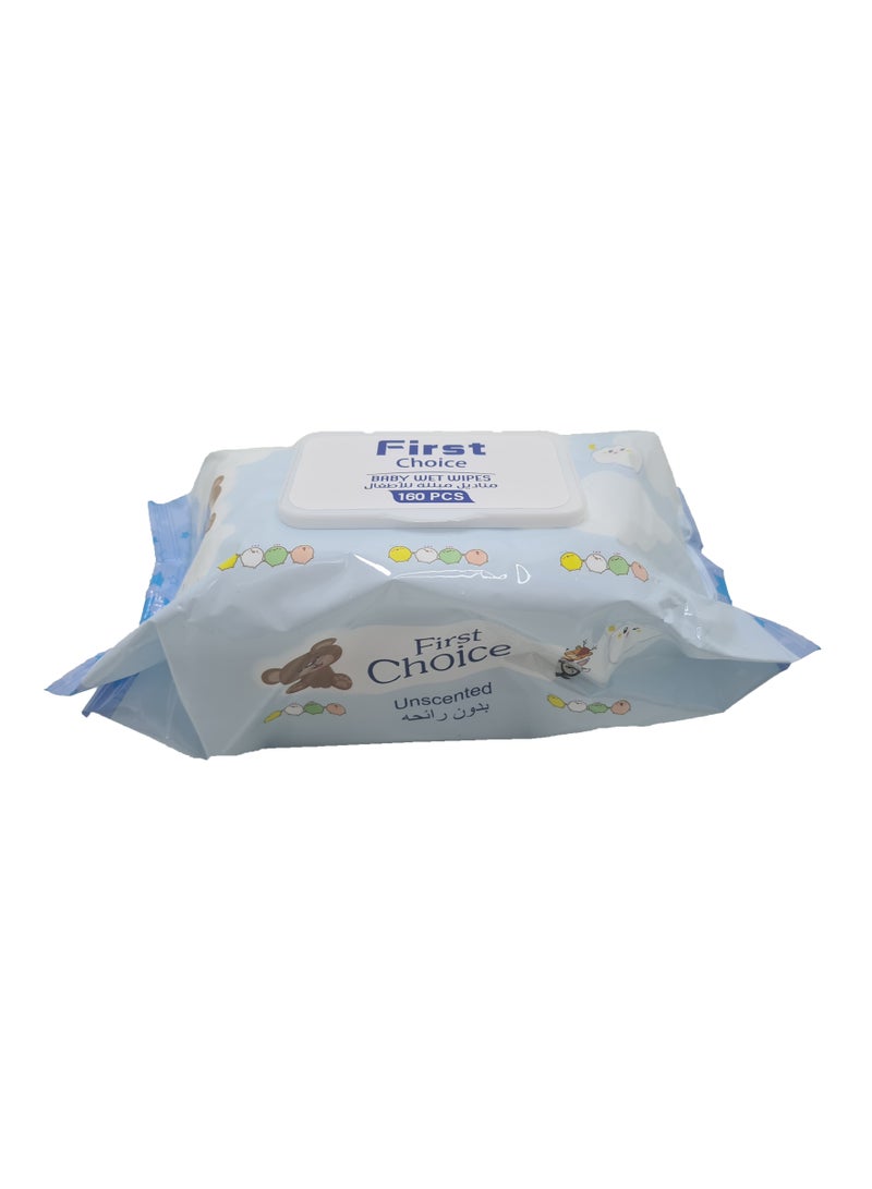 First Choice 9 Packs of Baby Wet Wipes Unsented 160 Wipes in Each - Image 2