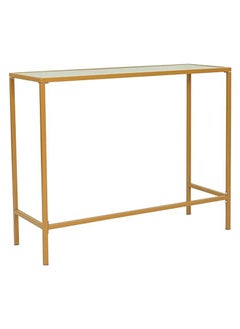RIGID Steel Console Table with Glass Top Gold 80x100x35cm  - Image 2