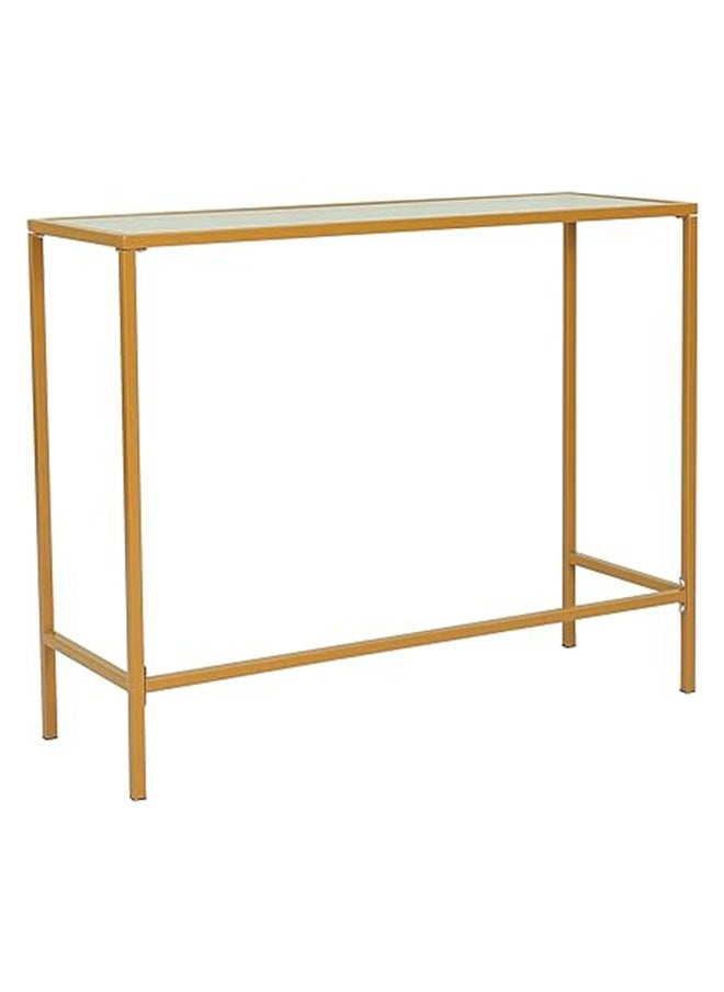 RIGID - Steel Console Table with Glass Top Gold 80x100x35cm - Image 1
