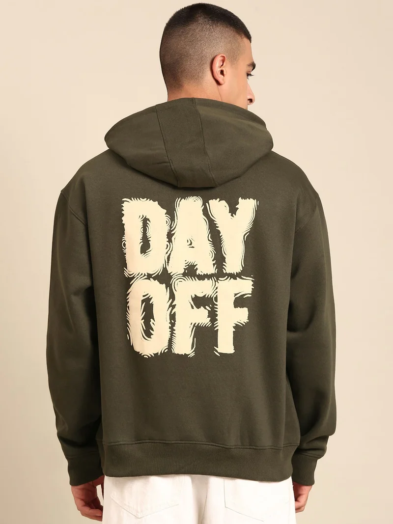 Joven Bottle Green Men Printed Full Sleeve Hooded Neck Sweatshirt for Men | Best Price UAE