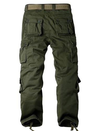 AKARMY Men's Casual Cargo Pants Military Army Camo Pants Combat Work Pants with 8 Pockets Military Green 36 - Image 2