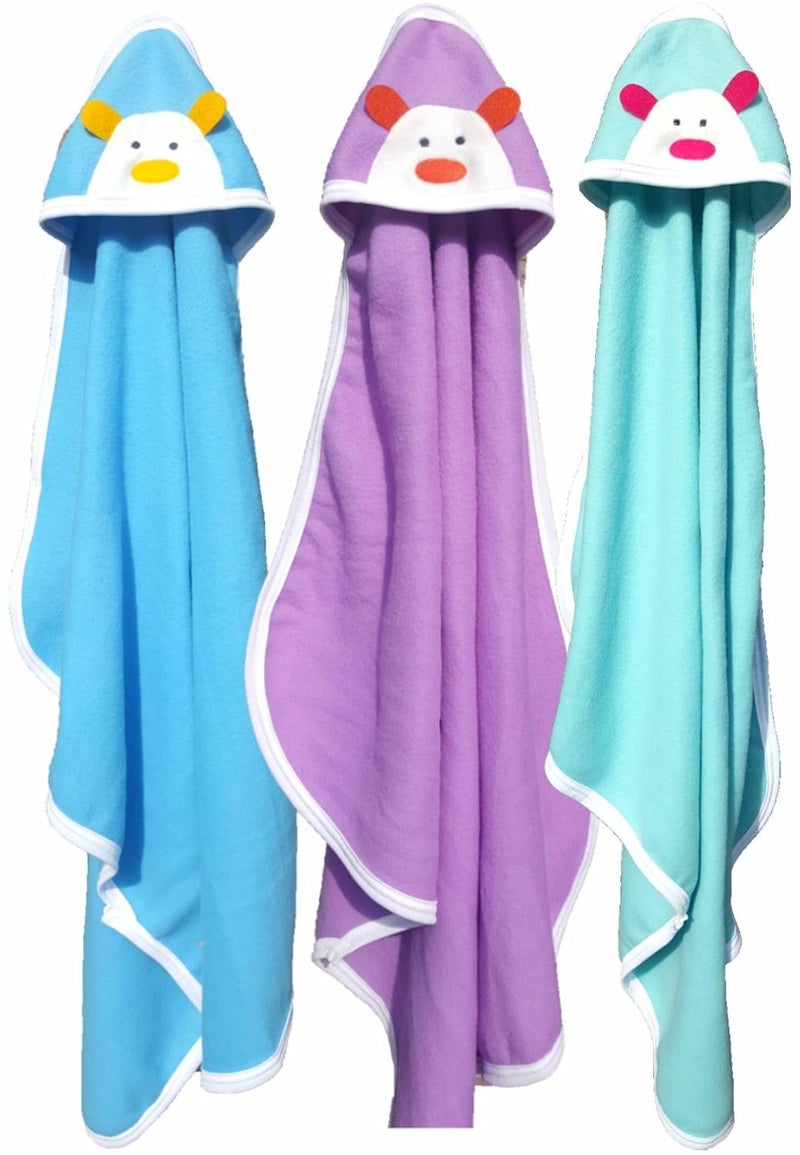 BRANDONN Newborn Original 3PCS.. Big Size (36 X 27) Cute Baby Blankets for Babies (Blue, C-Green, Purple; Pack of 3) - Image 1