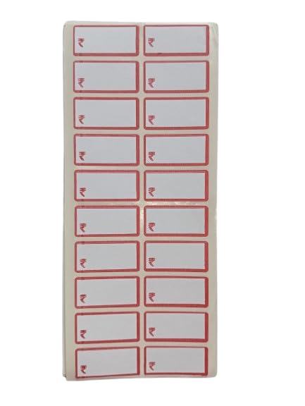 Sehgal Store ₹ Rupees Sign Blank Stickers with Bold Red Border for General Use, Perfect for DIY Projects & Labels for – 40mmx15mm Pack of (500) - Image 3