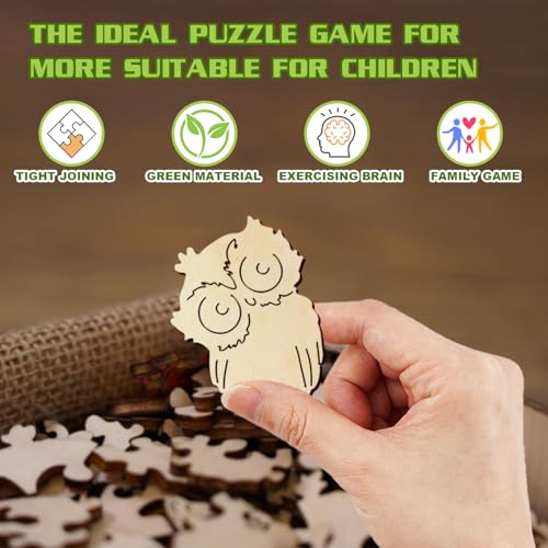 AEEKDOOK Wooden Puzzles for Kids Ages 68 50 Pieces Cute Owl Puzzle Unique Animal Shaped Puzzles Ages 58 Birthday Gift for Kids114x114in - Image 5