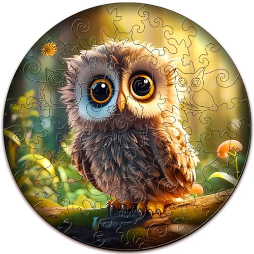 AEEKDOOK Wooden Puzzles for Kids Ages 68 50 Pieces Cute Owl Puzzle Unique Animal Shaped Puzzles Ages 58 Birthday Gift for Kids114x114in - Image 1
