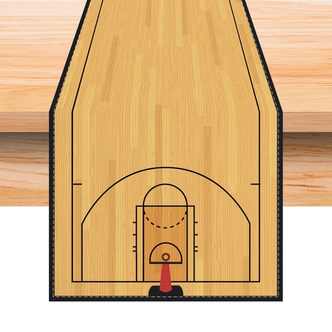 LINEN 13X72 BASKETBALL TABLE RUNNER MARCH MADNESS DECOR BASKETBALL THEMED BIRTHDAY PARTY BABAY SHOWER DECORATION AND SUPPLIES FOR TABLE