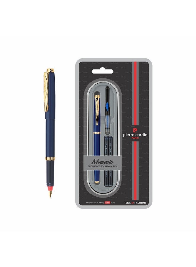 pierre cardin Momento Premium Fountain Pen | Fancy Gold Finish Trim & Nib | Free Ink Cartridges & Converter | Ideal For Christmas, New Year & Corporate Gifting - Image 1