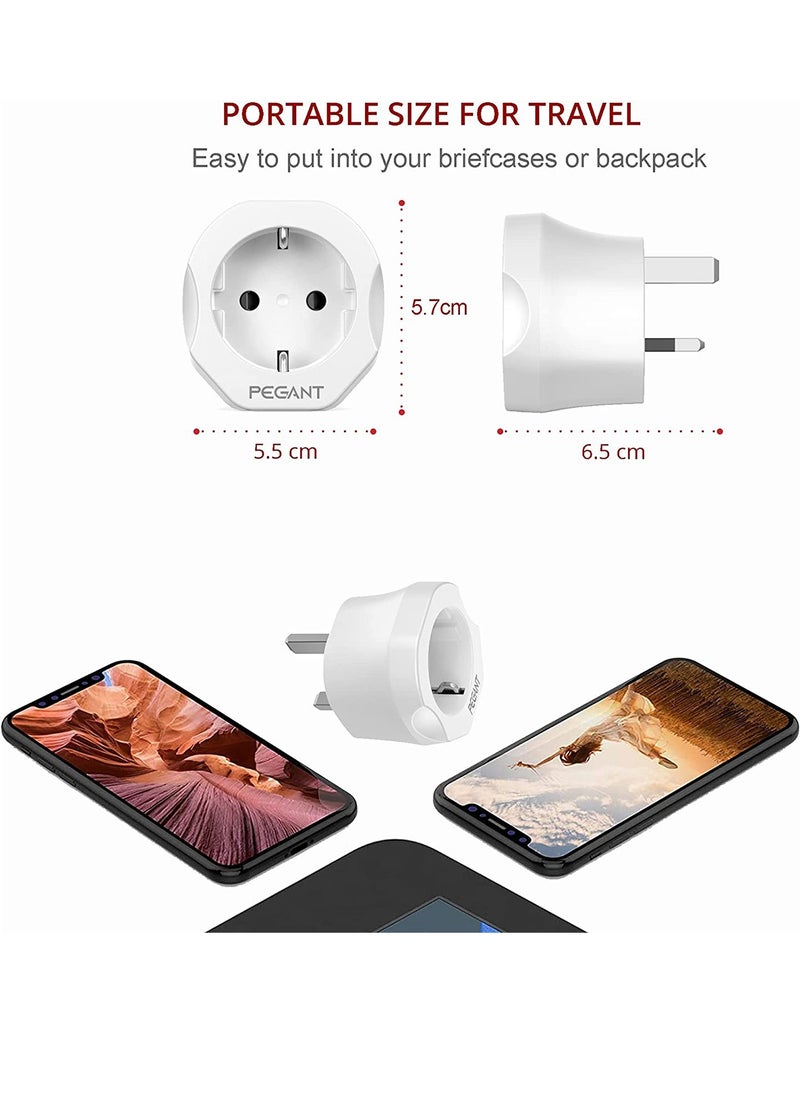 PEGANT - EU to UK Plug Travel Adapter, European to 3-pin Converter - Image 1