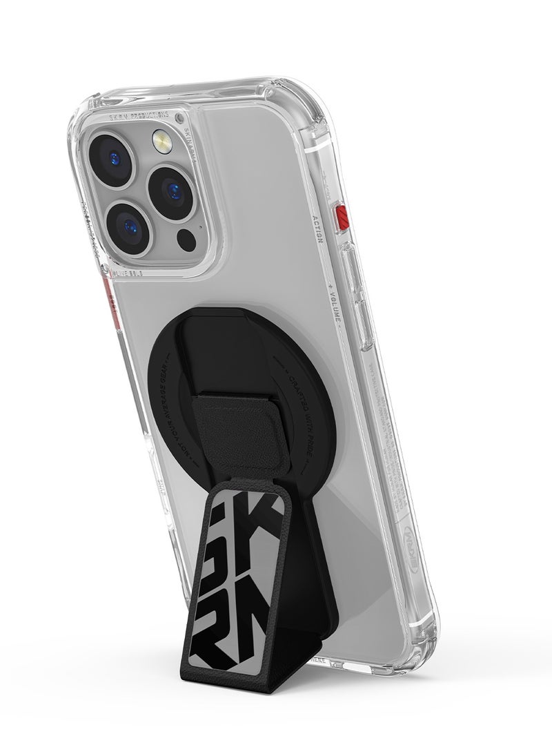 إسكينارما ARCH XE Magnetic Smart Grip Stand – KIRA KOBAI Chrome, Foldable Magnetic Phone Grip & Kickstand Compatible with MagSafe - Chrome Silver - Image 1