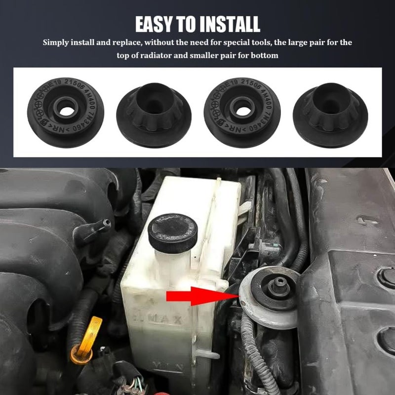 4Pcs Car Radiator Mount Bushing Rubber Radiator Support Bracket Assembly Core Support Automotive Radiator Parts Replace 21507 4M400 21506 4M400 Fit Altima Murano Pathfinder Quest Rogue - Image 4