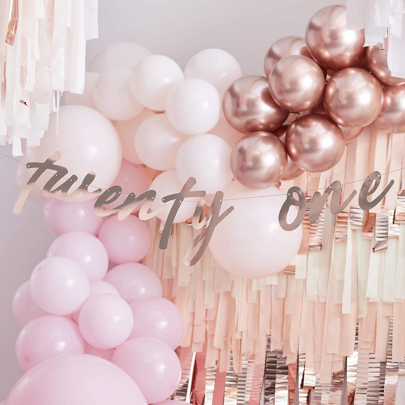 Ginger Ray 21st Rose Gold Happy Birthday Banner Bunting - Image 1