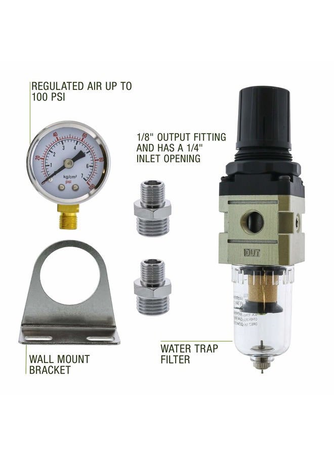 Master Airbrush Heavy Duty True Diaphragm Mini Regulator with Gauge and Water Trap Filter, Fits Airbrush Compressors - Image 2