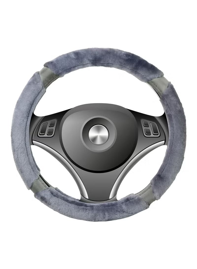 Agc Premium Quality 38cm Fluffy Steering Wheel Cover Medium Size Gray - Image 5