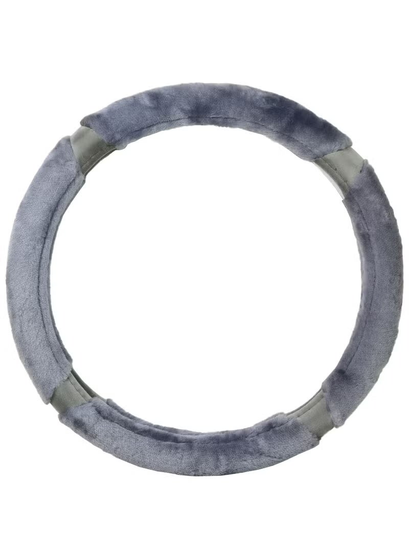 Agc Premium Quality 38cm Fluffy Steering Wheel Cover Medium Size Gray - Image 3