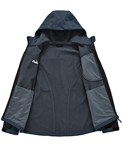 Gopune Men's Lightweight Soft Shell Jacket Fleece Lined Waterproof Hooded Hiking Winter Jacket (Grey,2XL) - Image 3