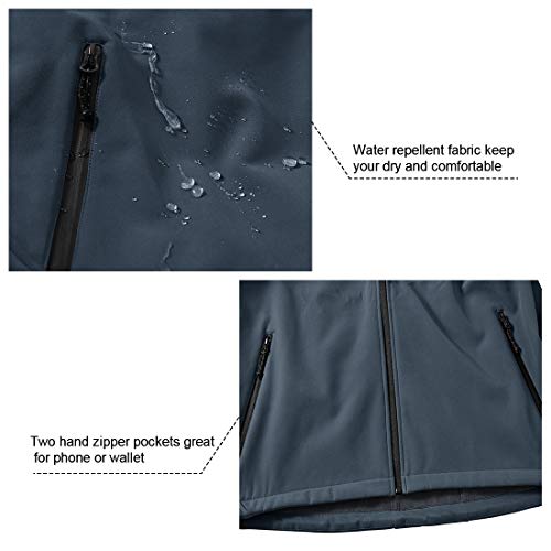 Gopune Men's Lightweight Soft Shell Jacket Fleece Lined Waterproof Hooded Hiking Winter Jacket (Grey,2XL) - Image 5