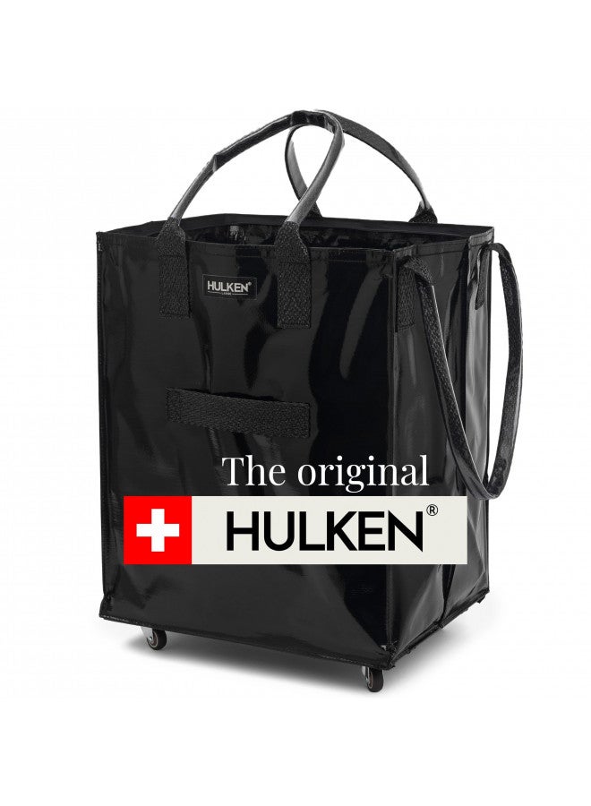 HULKEN HULKEN - (Large, Black Reusable Grocery Bag On Wheels, Shopping Trolley, Rolling Tote, Zipper Closure, Lightweight, Carries Up to 66 lb, Folds Flat, Unbreakable Handles - Image 1