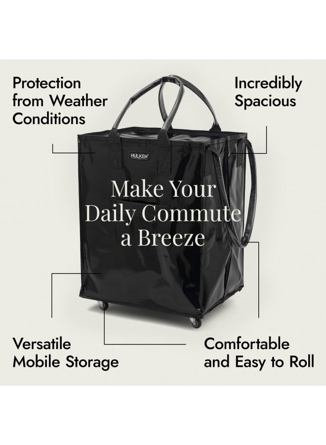 HULKEN HULKEN - (Large, Black Reusable Grocery Bag On Wheels, Shopping Trolley, Rolling Tote, Zipper Closure, Lightweight, Carries Up to 66 lb, Folds Flat, Unbreakable Handles - Image 4