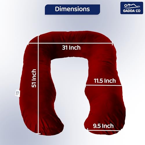 GADDA CO Pregnancy Pillows for Sleeping U-Shape Full Body Pillow and Maternity Support - for Back, HIPS, Legs, Belly for Pregnant Women with Removable Washable Velvet Cover (Maroon) - Image 5
