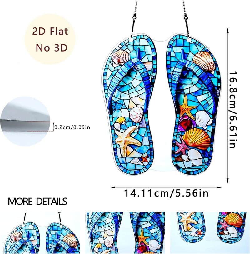 thmnj Slippers Shells Starfish Ornaments Colorful Window Hanging Decorations Home Wall Decor for Indoor Outdoor - Image 2
