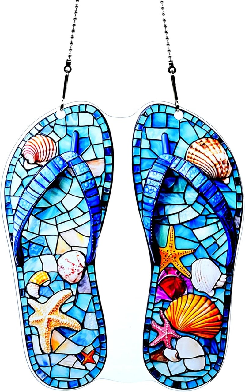 thmnj Slippers Shells Starfish Ornaments Colorful Window Hanging Decorations Home Wall Decor for Indoor Outdoor - Image 1