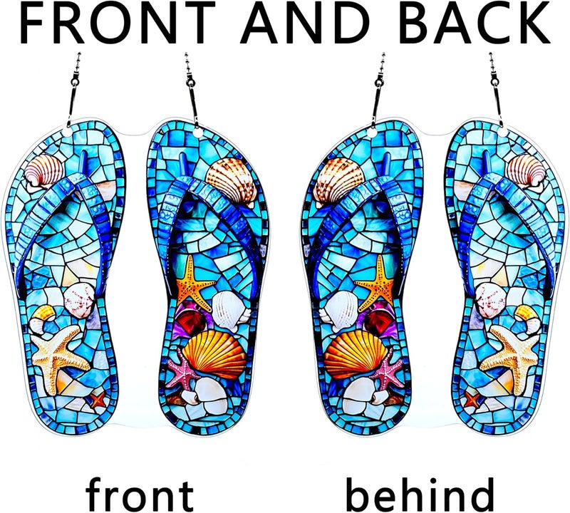 thmnj Slippers Shells Starfish Ornaments Colorful Window Hanging Decorations Home Wall Decor for Indoor Outdoor - Image 4