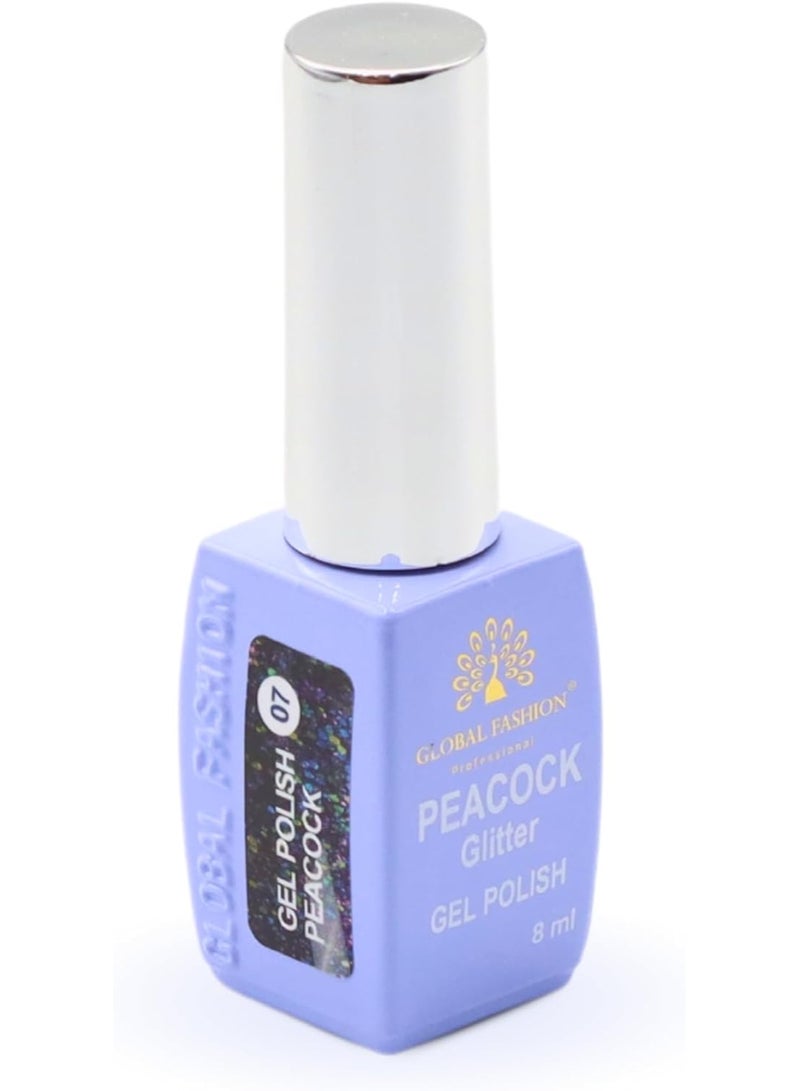 GLOBAL FASHION Professional Peacock Glitter Gel Polish 8Ml  Long-Lasting Manicure  (Color 07)  - Image 2