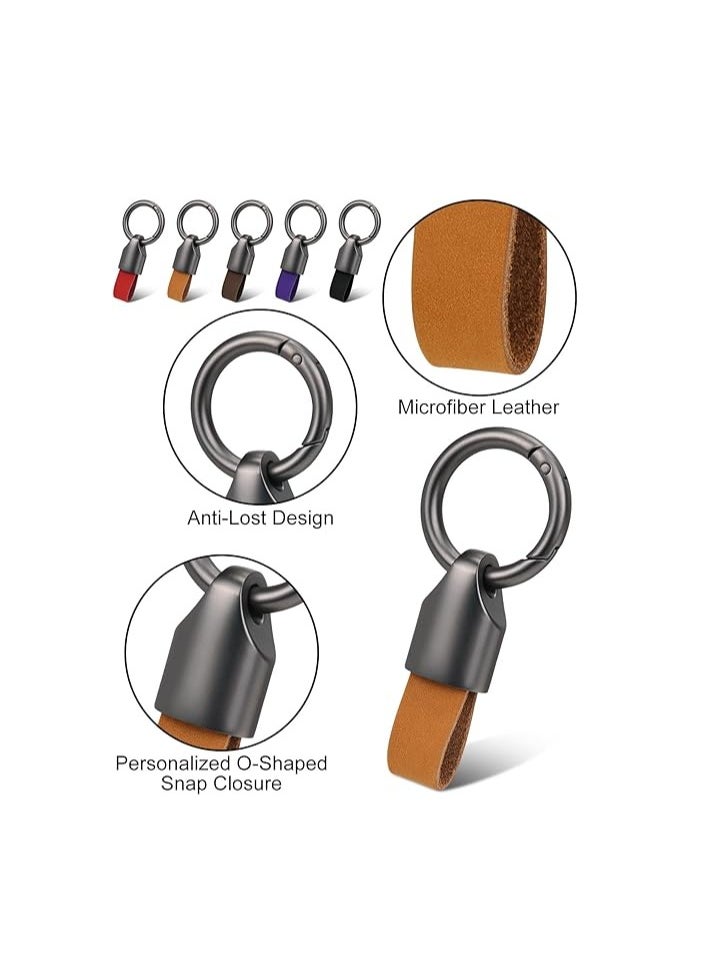 Najwa Car Key Chain Ring Clip, Universal Detachable Leather Car Keychain, Small Key Fob Accessory with O-Ring Keyrings  - Image 3