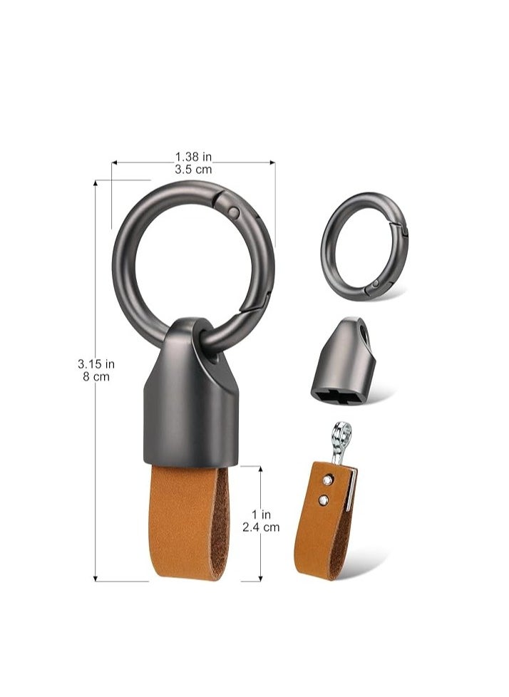 Najwa Car Key Chain Ring Clip, Universal Detachable Leather Car Keychain, Small Key Fob Accessory with O-Ring Keyrings  - Image 2