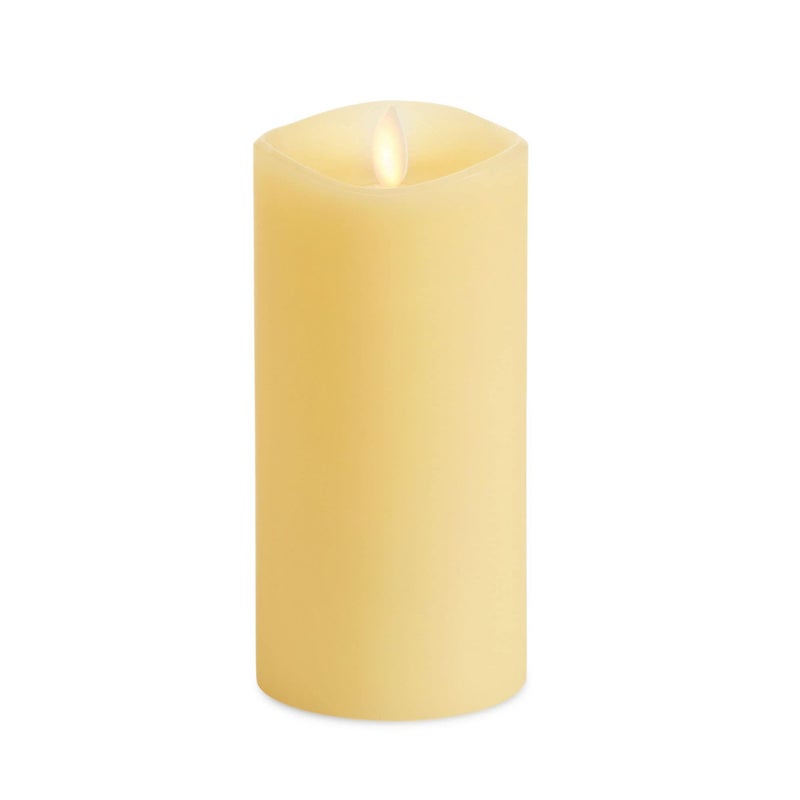 Luminara Realistic Artificial Moving Flame Pillar Candle LED Operated Lights Unscented Remote Ready Ivory 76 Wide x 156 Tall Centimetre