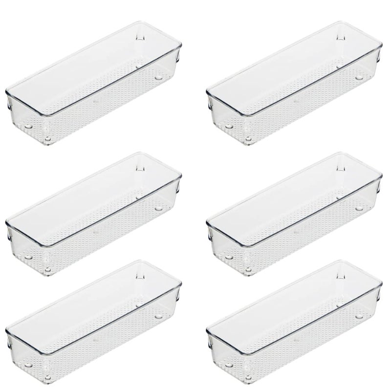 VIKIJO 6 PCS Clear Plastic Drawer Organizers Versatile Acrylic Kitchen Drawer Organizer Stackable Bathroom Drawer Organizer Trays for Makeup Bathroom Kitchen and Office 96 X 32 - Image 1