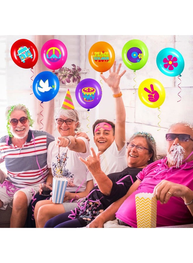 Aoriher 40 Pack 60's Hippie Theme Party Balloons Decorations, 12 Inch Retro Flower Groovy Party Power Peace Sign Party Latex Balloons for 60s 70s Groovy Party Woodstock Party Supplies - Image 4
