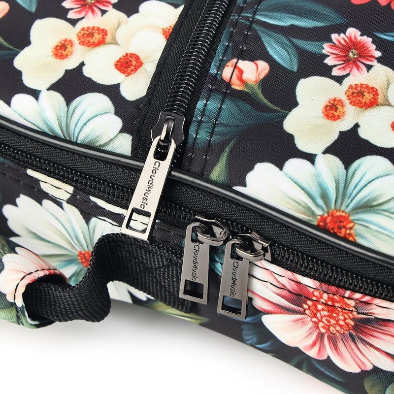 CLOUDMUSIC Ukulele Case Gig Bag Padded Backpack For Concert 23" Inch(Concert, Floral Happiness) - Image 1