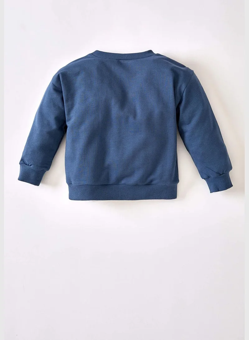 DeFacto Regular Fit Text Printed Long Sleeve Crew Neck Sweatshirt