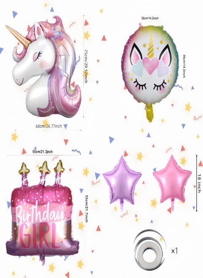 EASUTE 5 Pcs Unicorn Balloons - Unicorn Party Decorations 3D Birthday Decorations for Girls Foil Balloons Set Macaron and Rainbow Balloon Wedding Baby Shower Party Supplies - Image 2